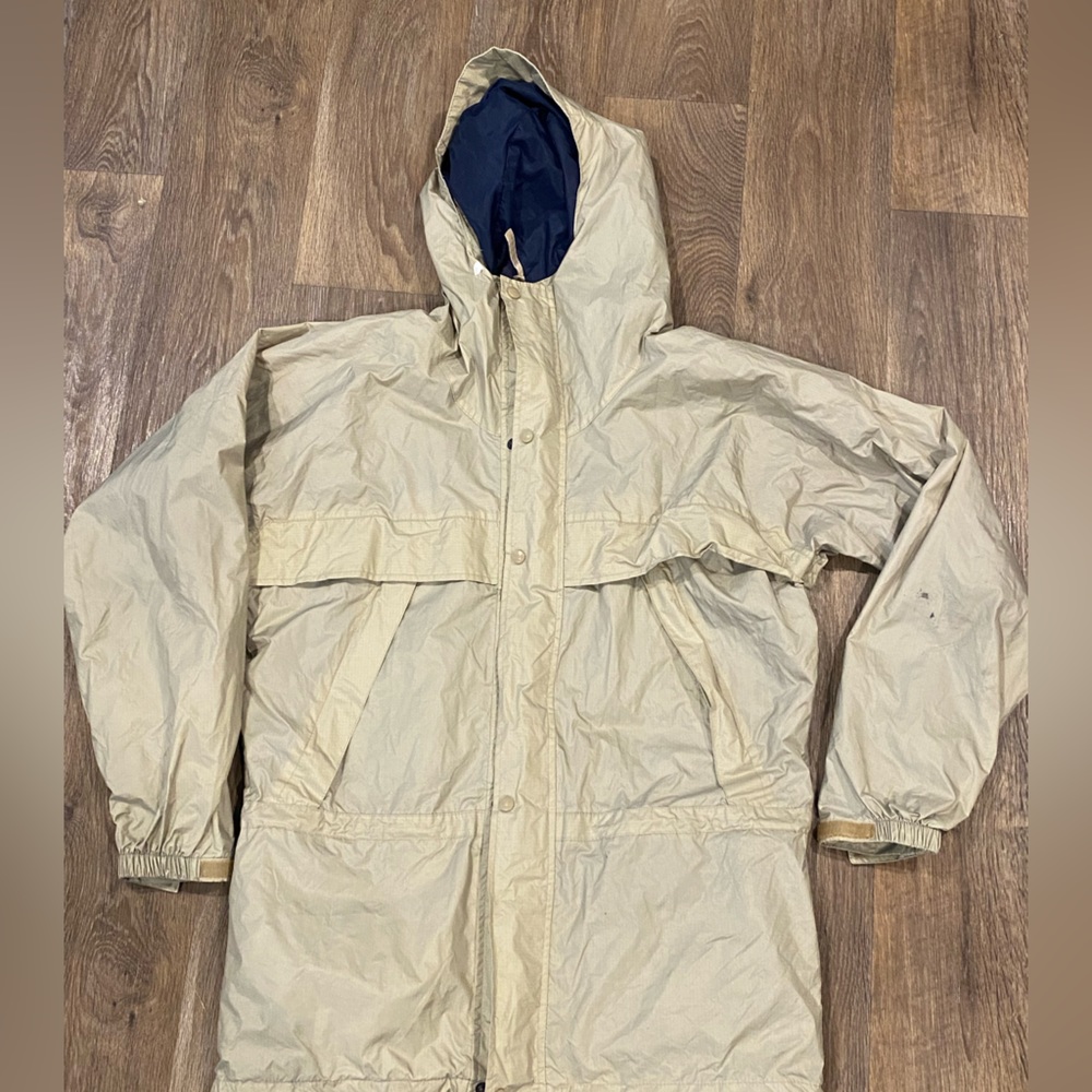 LL Bean Men's Rain Hooded Jacket Medium Tall Beige